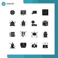 interface mobile glyphe solide ensemble de 16 pictogrammes d'éléments de conception vectoriels modifiables de connexion d'ordinateur de fenêtre de chapeau vecteur