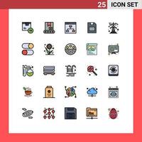 25 icônes créatives signes et symboles modernes de l'équipe de carte mémoire du navigateur de stockage écologique éléments de conception vectoriels modifiables vecteur
