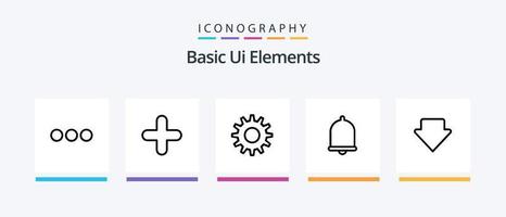 pack d'icônes de la ligne 5 des éléments de l'interface utilisateur de base, y compris le démarrage. contrôler. connexion. début. pancarte. conception d'icônes créatives vecteur