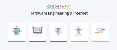 ingénierie matérielle et pack d'icônes internet plat 5, y compris l'infrastructure. Distribution. télécommande. robotique. machine. conception d'icônes créatives vecteur