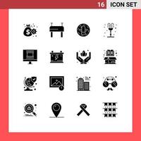 16 icônes créatives signes et symboles modernes d'accumulateur cadre photo célébration cadre photo numérique romance éléments de conception vectoriels modifiables vecteur