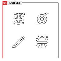 4 icônes créatives signes et symboles modernes de ballon à air flûte ville vie tuyau musique éléments de conception vectoriels modifiables vecteur