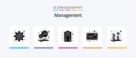 pack d'icônes de glyphe de gestion 5, y compris le flux de travail. projet. le management. schème. plan. conception d'icônes créatives vecteur