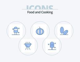 pack d'icônes bleues alimentaires 5 conception d'icônes. . citrouille. nourriture vecteur