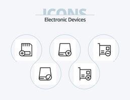 pack d'icônes de ligne d'appareils 5 conception d'icônes. dispositifs. des ordinateurs. Matériel. gadget. disque vecteur