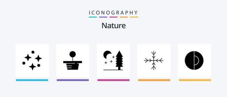 pack d'icônes glyphe nature 5 comprenant. la nature. nuit. géologie. la nature. conception d'icônes créatives vecteur