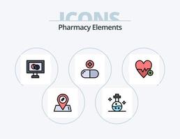 pack d'icônes remplies de ligne d'éléments de pharmacie 5 conception d'icônes. médical . médical . poster. médical vecteur
