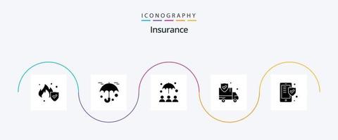 pack d'icônes de glyphe d'assurance 5 comprenant. Sécurité. Sécurité vecteur