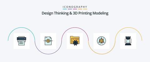 réflexion sur le design et ligne de modélisation d'impression remplie d'un pack de 5 icônes plates, y compris le roi. divertissement. dossier. conçu. escalader vecteur