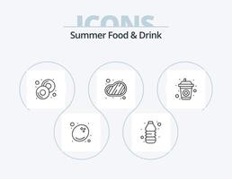 pack d'icônes de ligne de nourriture et de boisson d'été 5 conception d'icônes. collation. Donut. nourriture. gelé. glace vecteur
