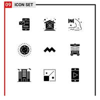 ensemble de 9 symboles d'icônes d'interface utilisateur modernes signes pour mysterium bijou usine gemme eau éléments de conception vectoriels modifiables vecteur