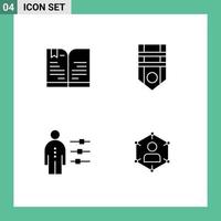 ensemble de 4 glyphes solides vectoriels sur la grille pour la rentrée des notes des employés de l'école rang personne éléments de conception vectoriels modifiables vecteur