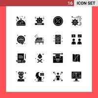 16 concept de glyphe solide pour les sites Web mobiles et les équipes d'applications commerce éléments de conception vectoriels modifiables du marché humain vecteur