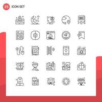 25 lignes universelles définies pour les applications web et mobiles emplacement destination livraison de nuit cancer éléments de conception vectoriels modifiables vecteur