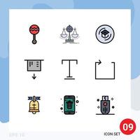ensemble de 9 symboles d'icônes d'interface utilisateur modernes signes pour l'argent tableau de bord atm connaissance de l'école éléments de conception vectoriels modifiables vecteur