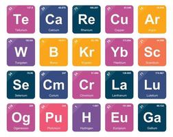20 tableau préodique de la conception du pack d'icônes d'éléments vecteur