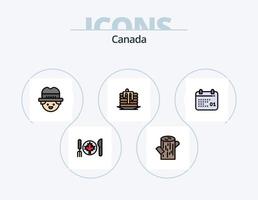 pack d'icônes remplies de ligne canada 5 conception d'icônes. feuille. l'automne. Coupe. la chemise. la tour vecteur