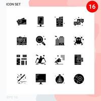 16 icônes créatives signes et symboles modernes de direction de jeu cigarette chat qa éléments de conception vectoriels modifiables vecteur