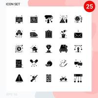 interface mobile glyphe solide ensemble de 25 pictogrammes de laboratoire virus expérience créativité éléments de conception vectoriels modifiables vecteur