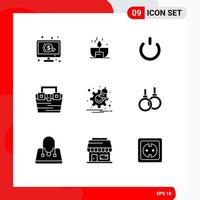 9 concept de glyphe solide pour les sites Web mobiles et applications boîte à outils construction boîte de brillance éléments de conception vectoriels modifiables vecteur