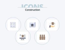pack d'icônes plates de construction 5 conception d'icônes. . construction. imeuble. construire. maison vecteur