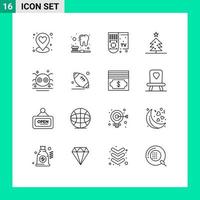 ensemble moderne de 16 contours et symboles tels que des éléments de conception vectoriels modifiables effrayants effrayants de vacances à distance vecteur