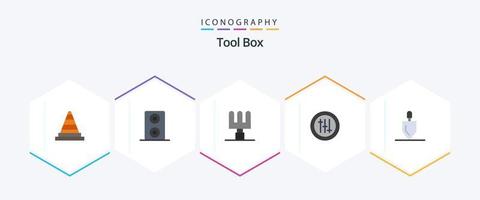 outils 25 pack d'icônes plates comprenant. préférences. . râteau vecteur