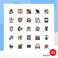 pack d'icônes vectorielles stock de 25 signes et symboles de ligne pour les éléments de conception vectoriels modifiables de rugby de Thanksgiving de colis d'affaires dollar vecteur