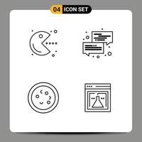 pack d'icônes vectorielles stock de 4 signes et symboles de ligne pour les bactéries pacman jouer au dialogue éducation éléments de conception vectoriels modifiables vecteur