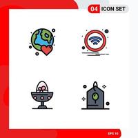 4 icônes créatives signes et symboles modernes de la terre amour bouilli wifi pâques éléments de conception vectoriels modifiables vecteur