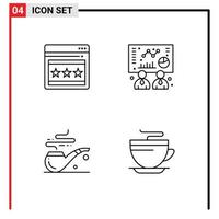 ensemble de 4 symboles d'icônes d'interface utilisateur modernes signes pour seo tea business pipe cup éléments de conception vectoriels modifiables vecteur