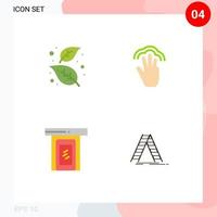 interface mobile icône plate ensemble de 4 pictogrammes de cendre plusieurs gestes tactiles de la nature nuage éléments de conception vectoriels modifiables vecteur