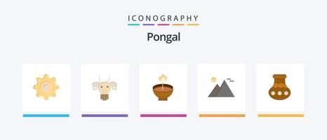 pack d'icônes pongal flat 5 comprenant une pyramide. gizeh. profondément. Egypte. lampe. conception d'icônes créatives vecteur