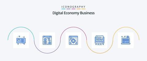 pack d'icônes bleues d'affaires d'économie numérique 5 comprenant. cible. affaires en dollars. économie vecteur