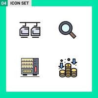 ensemble moderne de 4 couleurs et symboles plats remplis tels que les véhicules intérieurs de câble zoom tiroir éléments de conception vectoriels modifiables vecteur