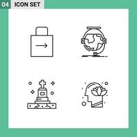ligne d'interface mobile ensemble de 4 pictogrammes de support de flèche protéger l'éducation funéraire éléments de conception vectoriels modifiables vecteur
