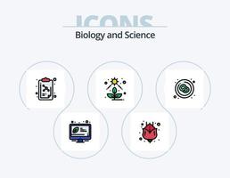 pack d'icônes rempli de ligne de biologie 5 conception d'icônes. molécule. leçon. tube. tubes. expérience vecteur