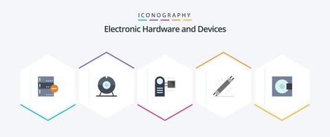 appareils 25 pack d'icônes plates, y compris le matériel. électronique. caméscope. électrique. équipement vecteur