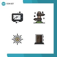 ensemble de 4 symboles d'icônes d'interface utilisateur modernes signes pour la cuisson vacances cuisine lumière de vacances éléments de conception vectoriels modifiables vecteur