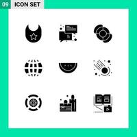 9 icônes créatives signes et symboles modernes de tranche de comète plage internet éléments de conception vectoriels modifiables mondiaux vecteur