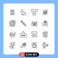ensemble de 16 symboles d'icônes d'interface utilisateur modernes signes pour le marketing viral médaille d'étoile de lapin de pâques éléments de conception vectoriels modifiables vecteur