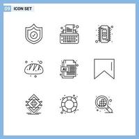 pack d'icônes vectorielles stock de 9 signes et symboles de ligne pour fichier ai éléments de conception vectoriels modifiables de cuisson de nourriture électronique vecteur