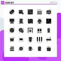 25 icônes créatives signes et symboles modernes de contenu globe shopping clôture maison éléments de conception vectoriels modifiables vecteur