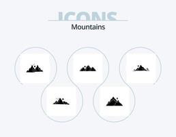 pack d'icônes de glyphe de montagnes 5 conception d'icônes. . . Montagne. arbre. colline vecteur