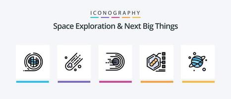 l'exploration spatiale et la prochaine ligne de grandes choses remplies de 5 packs d'icônes, y compris le sas. espace. protection. astronomie. lumière. conception d'icônes créatives vecteur