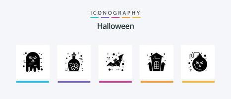 pack d'icônes halloween glyph 5 comprenant une bombe. Halloween. zombi. fête. angoissant. conception d'icônes créatives vecteur