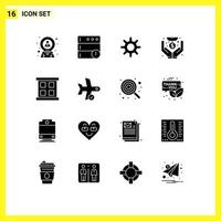16 concept de glyphe solide pour les sites Web mobile et applications cadre de fenêtre don d'argent éléments de conception vectoriels modifiables vecteur