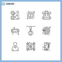 ensemble moderne de 9 contours et symboles tels que des appareils google verre tenant des lunettes école éléments de conception vectoriels modifiables vecteur