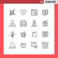 16 icônes créatives signes et symboles modernes de porte-documents complet écran de vérification internet éléments de conception vectoriels modifiables vecteur