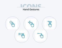 gestes de la main pack d'icônes bleues 5 conception d'icônes. toucher. main. doigt. gestes. geste vecteur